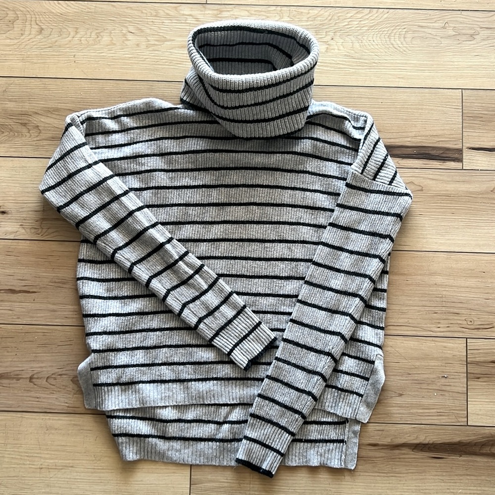 Madewell ribbed striped wool blend turtleneck neck sweater size small